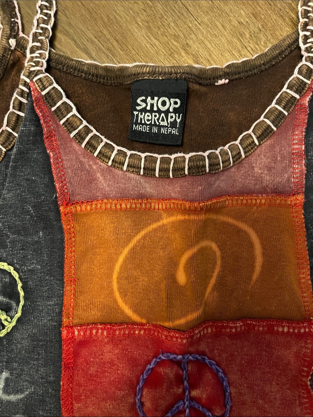Therapy Multicolor Patchwork Tank with Orange & Red Panels - Picture 2 of 3